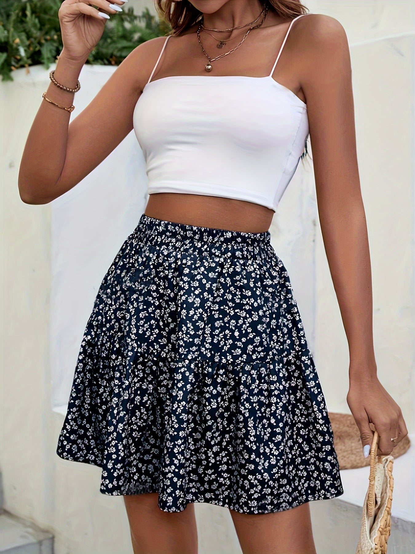 Valenzora | Floral Print High Waist Mini Skirt