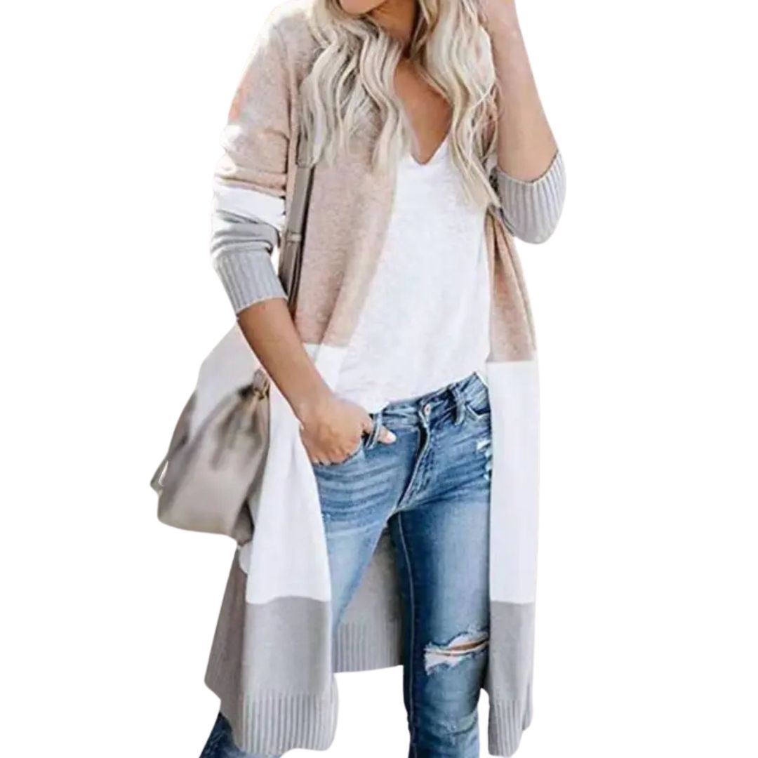 Valenzora | Cardigan with color blocking and open front