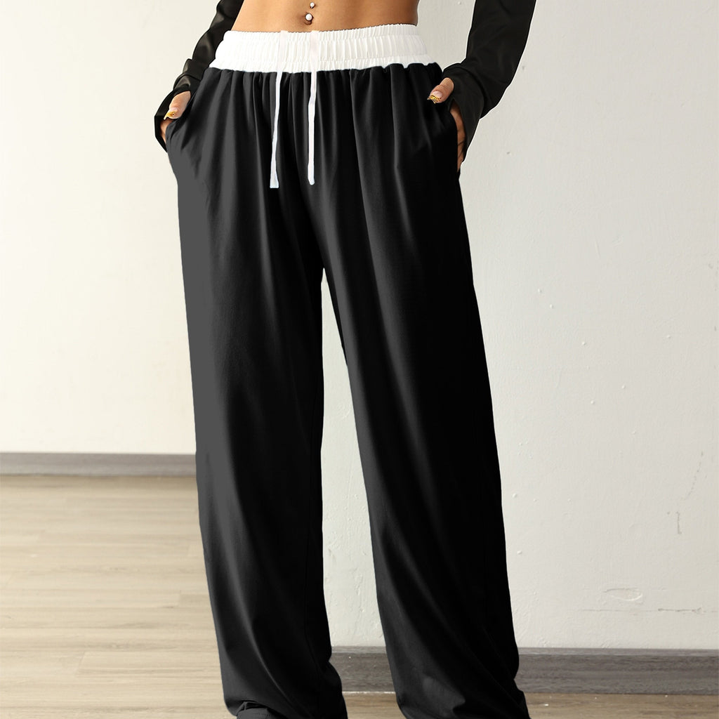Valenzora | High Stretch Color Combination Tracksuit Bottoms with Pockets