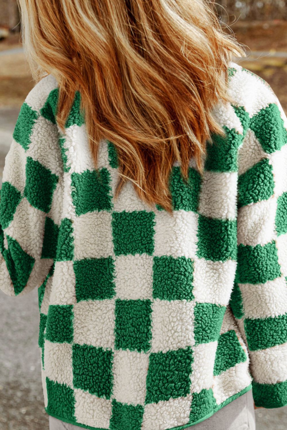 Valenzora | Casual Autumn Green Check Snap-Down Jacket for Women