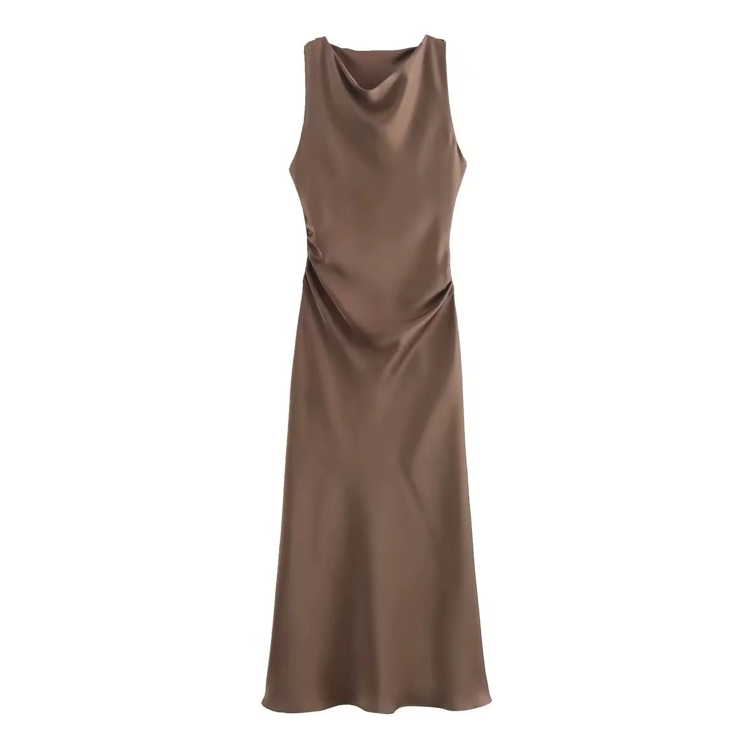 Valenzora | Satiniertes Maxikleid mit eleganter Drapierung