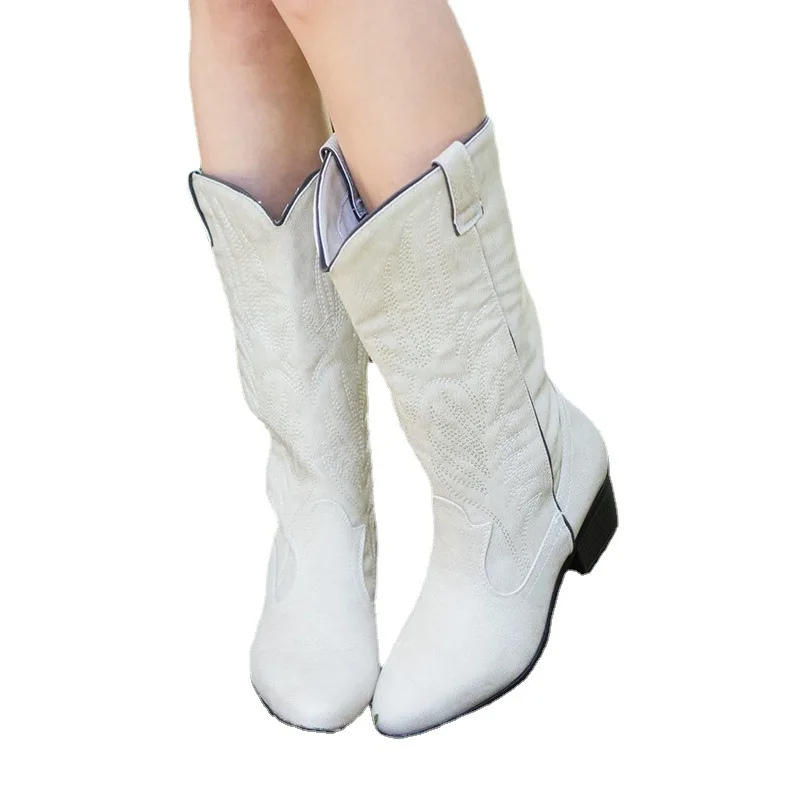 Valenzora | Suede ankle-high boots with block heel cowboy boots women's