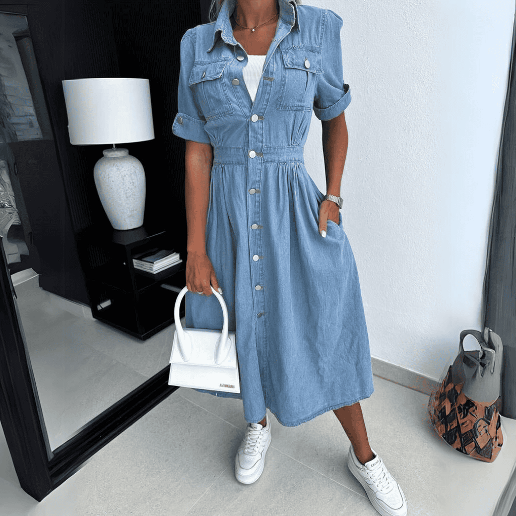 Valenzora | Stylish Denim Midi Dress