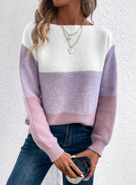 Elegant three-color patchwork sweaters