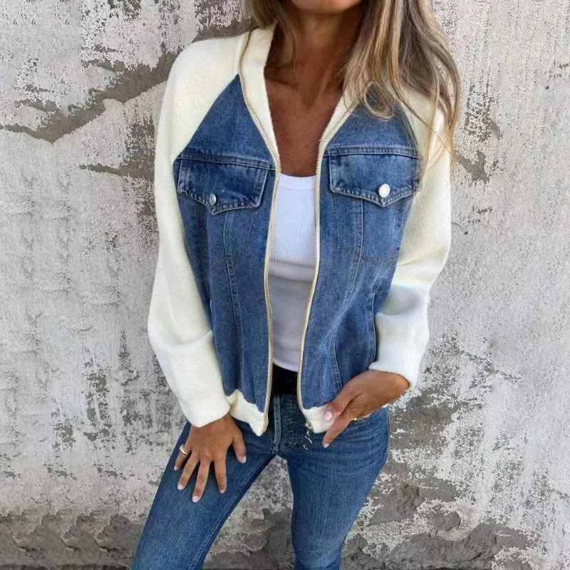 in a denim look with pocket details and a comfortable fit