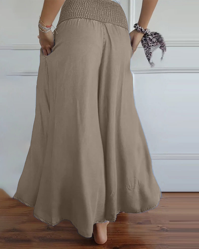 Valenzora | Trousers with elasticated waistband and wide legs