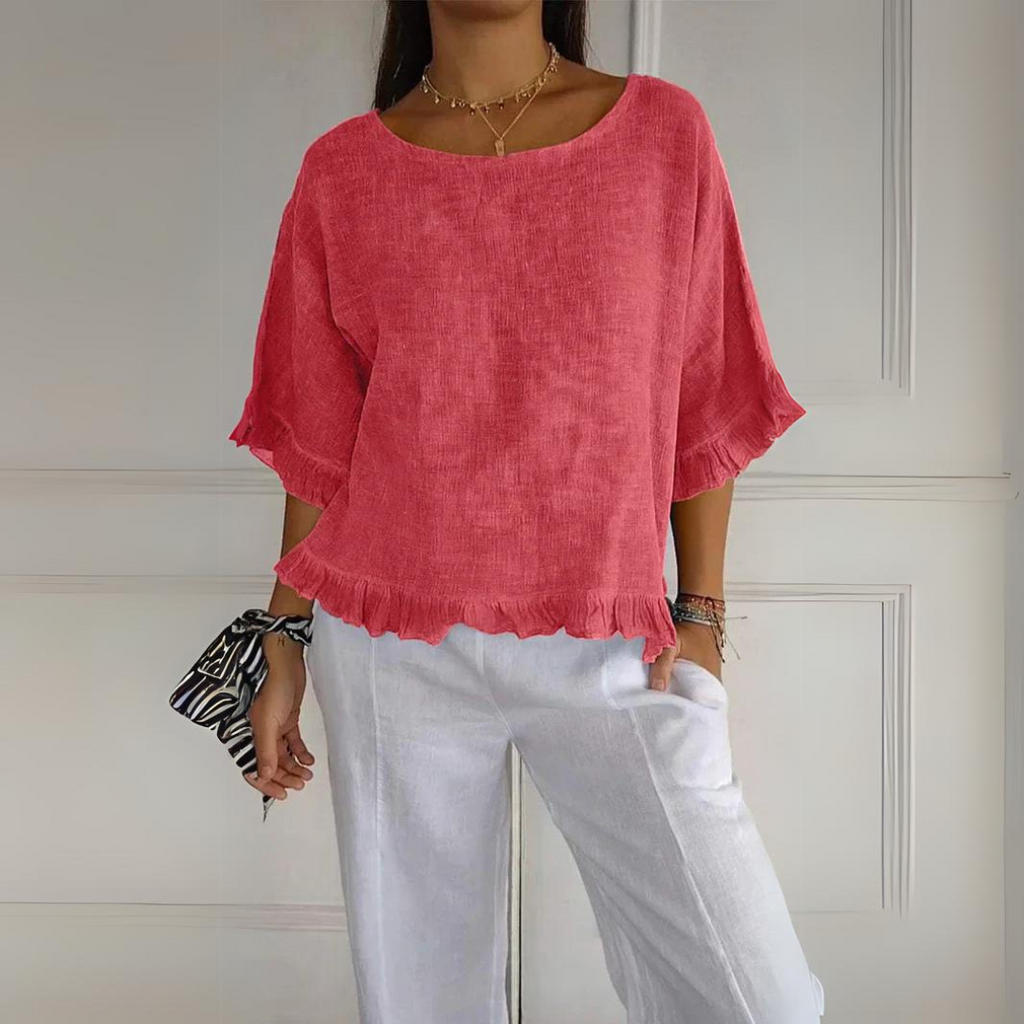 Valenzora | Linen shirt with ruffle