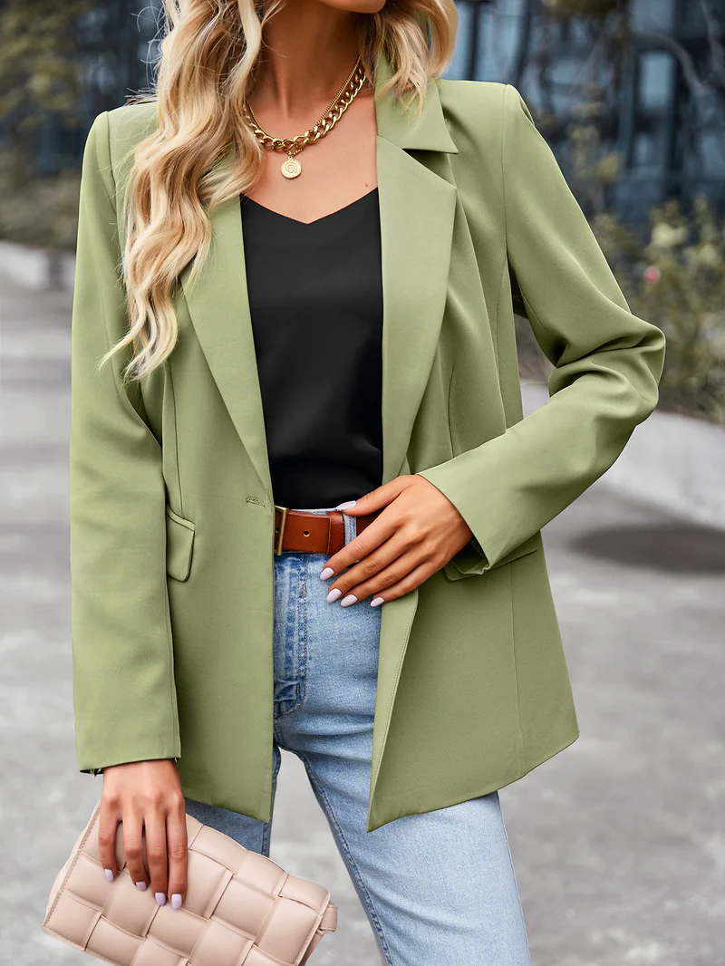 Valenzora | Damen-Blazer mit einem Knopf, langen Ärmeln, tailliertem Schnitt, lässig-schick