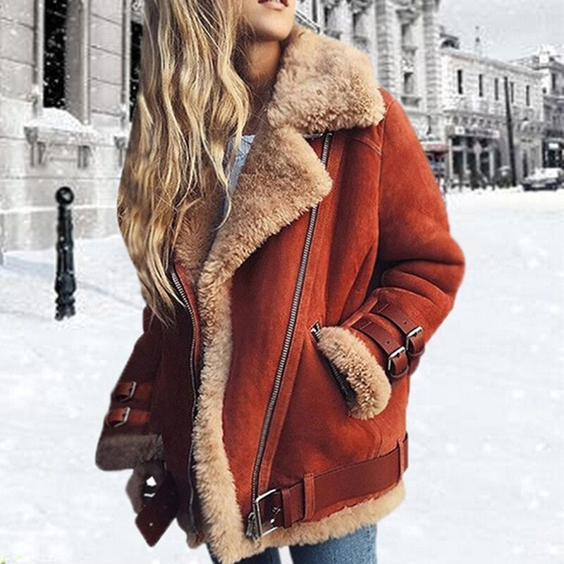 Valenzora – Beautiful suede jacket with teddy fleece