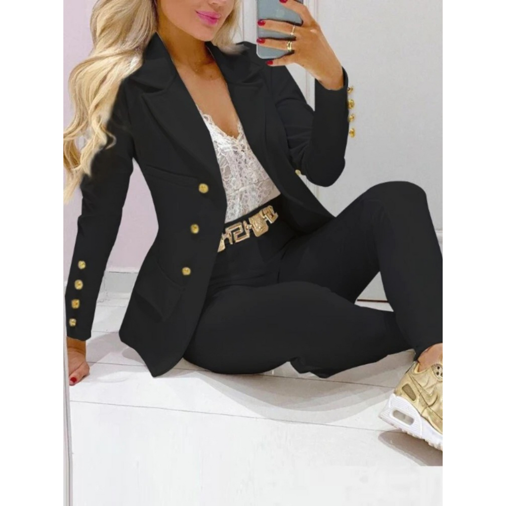 Valenzora – Set consisting of blazer and trousers with large collar