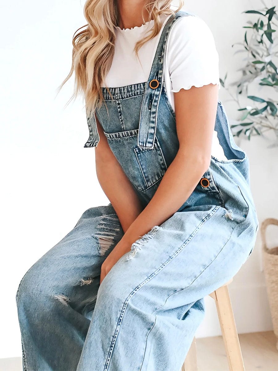 Valenzora | Sleeveless Loose Denim Jumpsuit