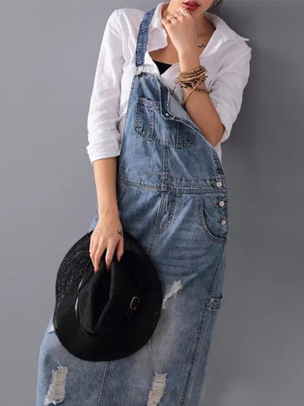Valenzora | Casual denim pinafore dress