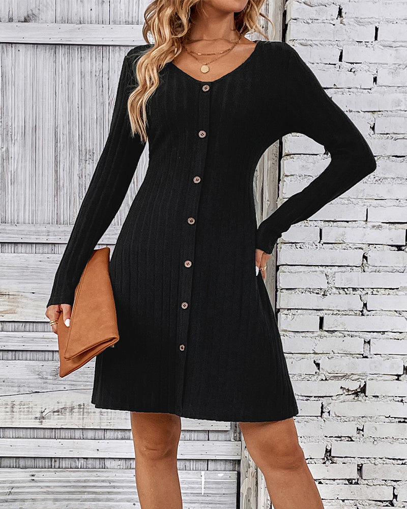 Valenzora | Schwarzes Kleid mit langen Ärmeln