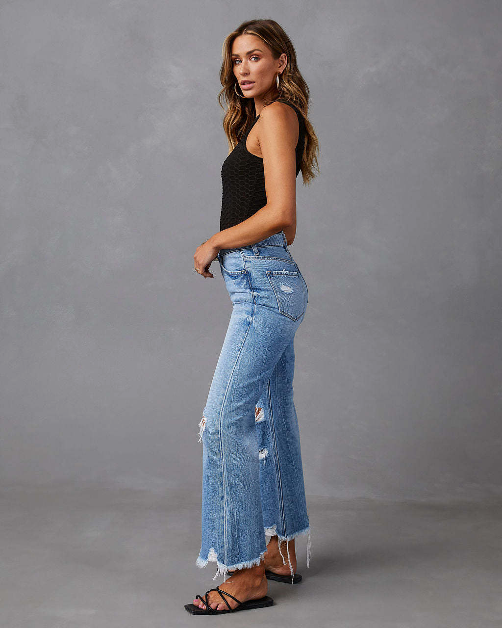 Valenzora | High-waisted Jeans mit Löchern für Damen