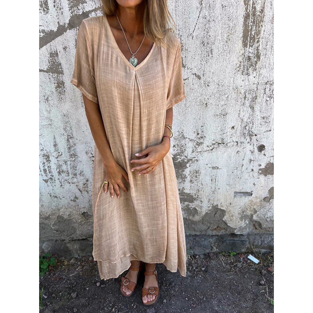 Leinen-luftiges, locker sitzendes Boho-Sommerkleid für Damen