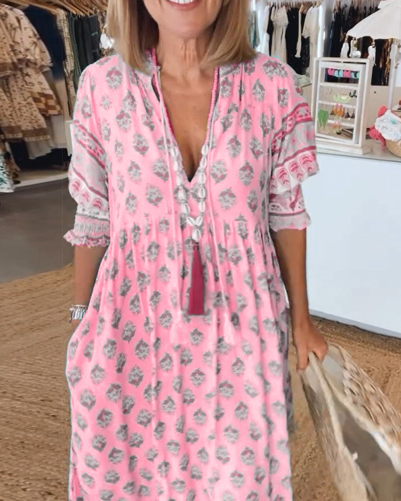 Valenzora | Boho Half-Sleeve Dress