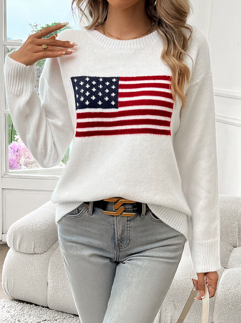 Valenzora | Cotton knit sweater with round neck