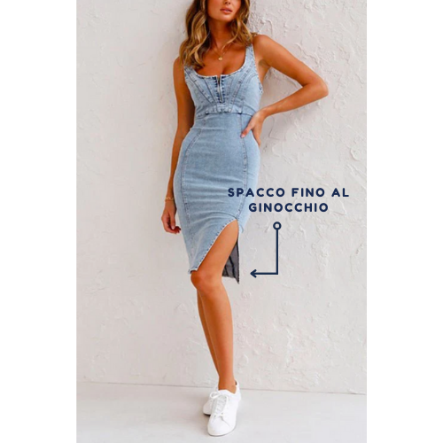 Valenzora | Jeanskleid mit figurbetonter Silhouette für einen eleganten Look