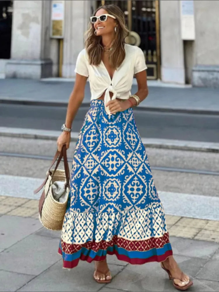 Valenzora | Boho Skirt with Elastic Waistband Women's