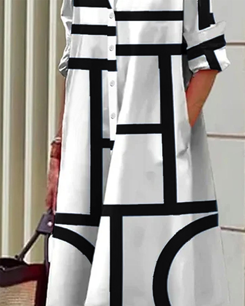Valenzora | Dress with pockets and geometric print