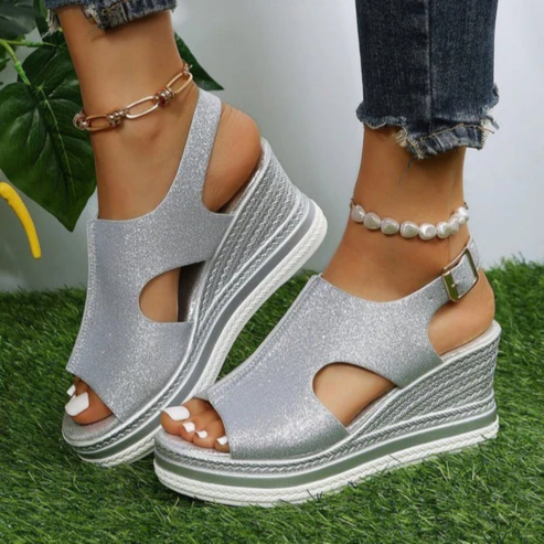 Valenzora | Chic glitter wedge sandals