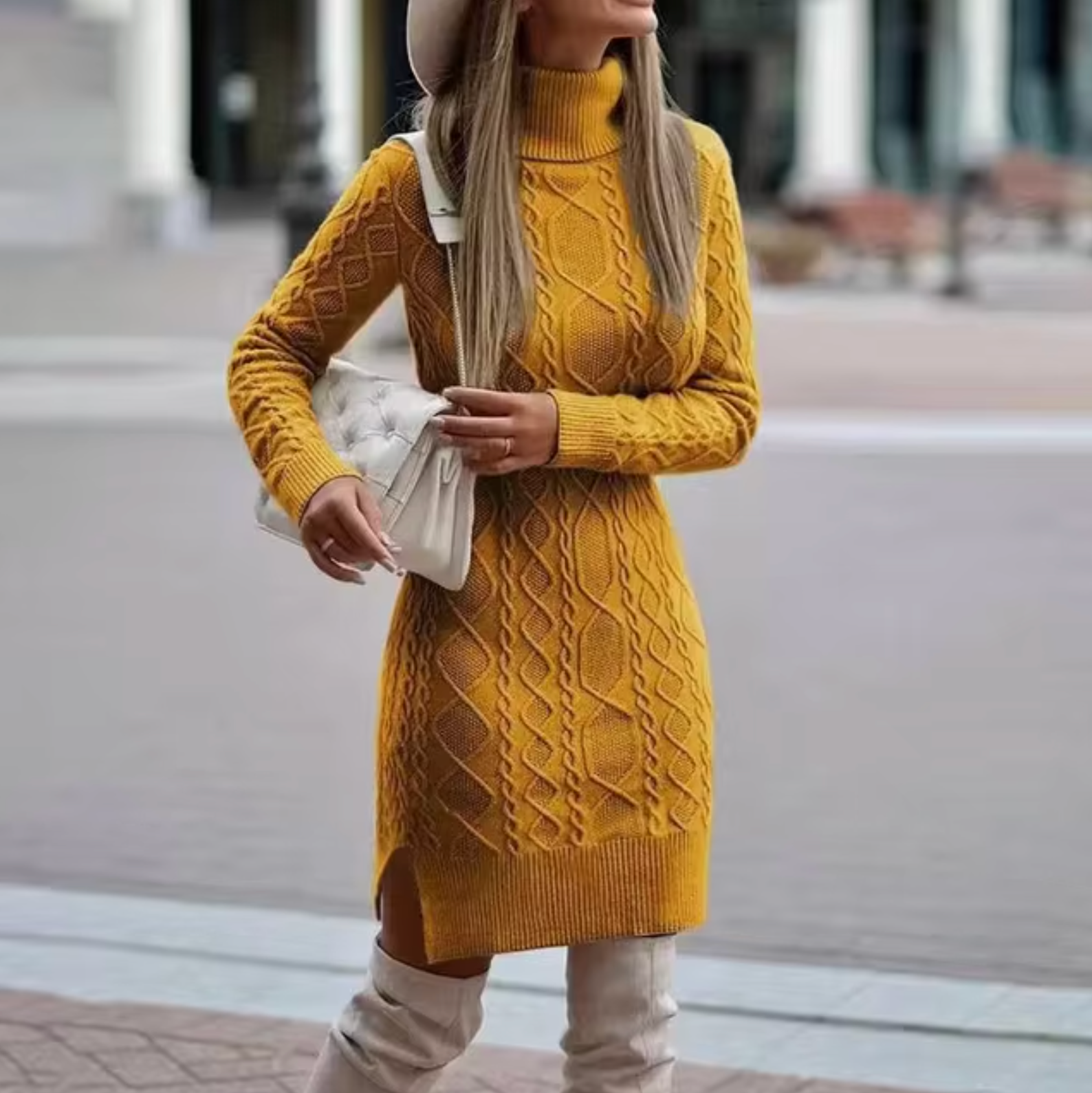 Valenzora – Strickkleid mit Rollkragen