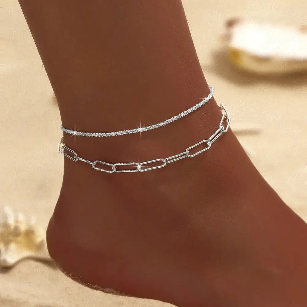 Valenzora | Chic Silver/Gold Double Anklet