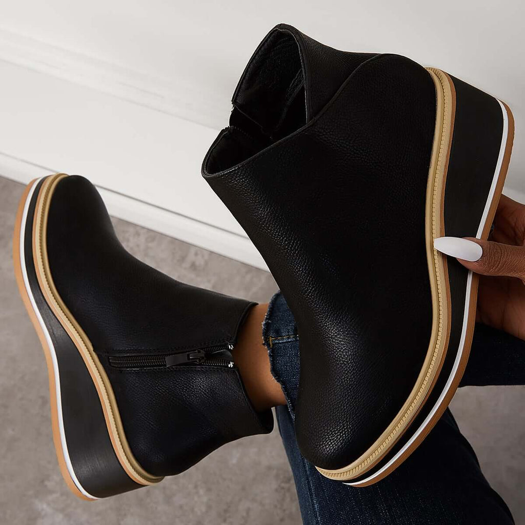 Valenzora – Stylische Stiefeletten mit Reißverschluss und Plateau
