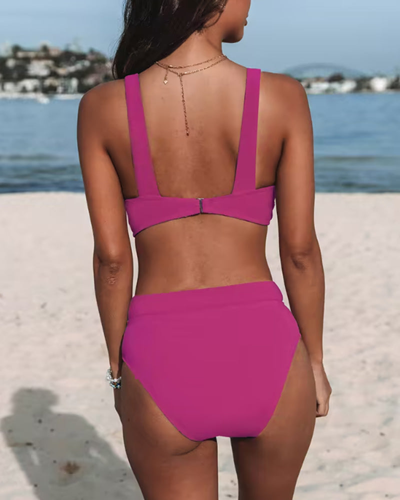 Valenzora | Solid Color High-Waisted Bikinis