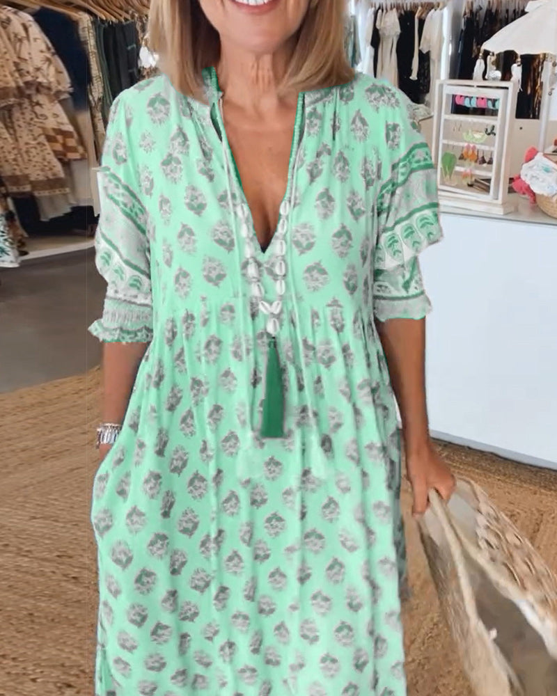 Valenzora | Boho Half-Sleeve Dress