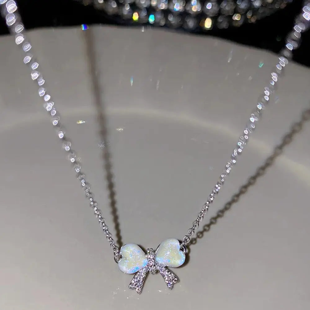 Valenzora | Bow Angel Wing Heart Pendant Necklace for Women