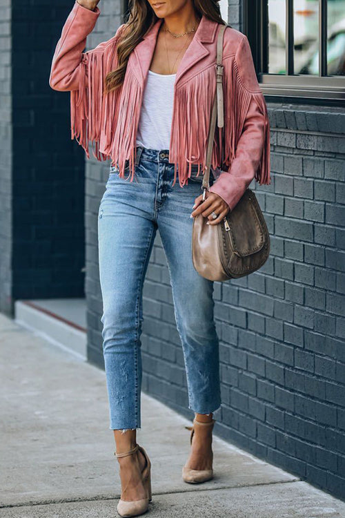 Valenzora | At Your Best Fringe Edge Faux Suede Shacket