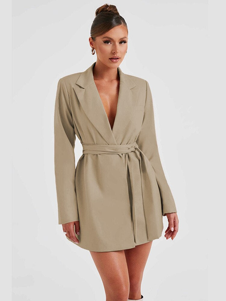 Valenzora | Black blazer dress with V-neck