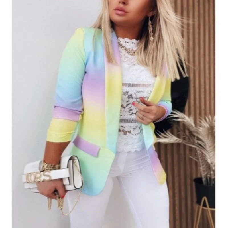 Valenzora | Women's Ombre Open Front Blazer, Long Sleeves, Relaxed Fit