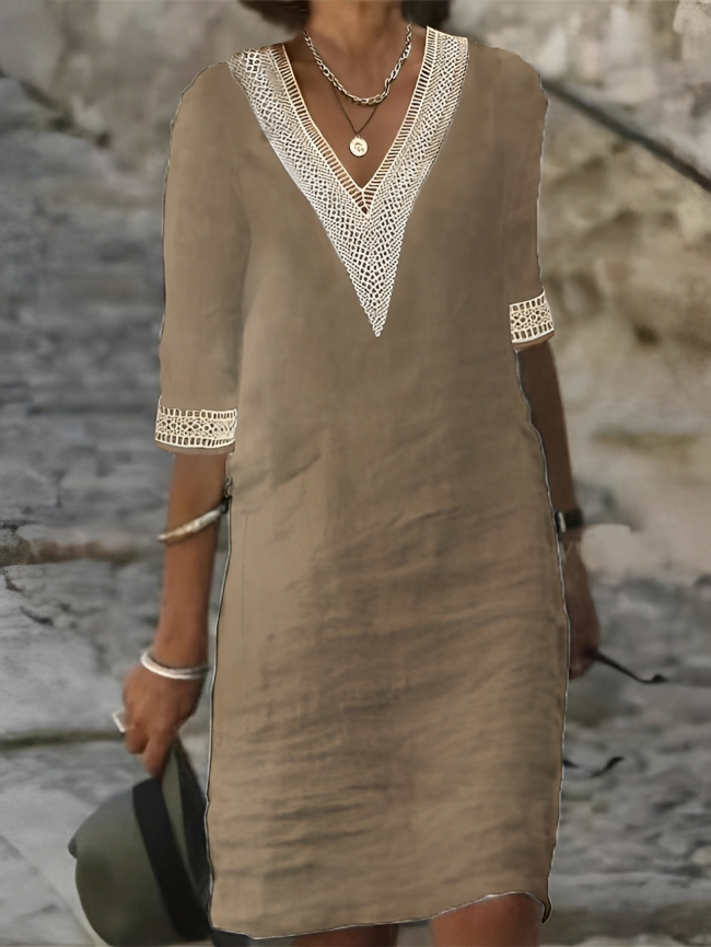 Valenzora | Damen Freizeitkleid aus Baumwoll-Leinenmix – lässig & bequem