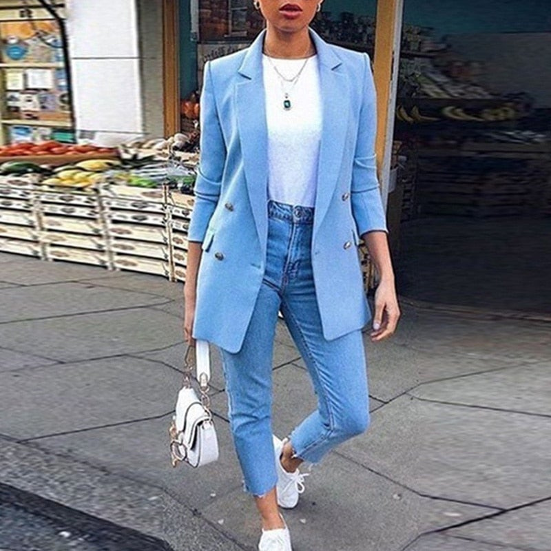 Valenzora | Women's Blazer Elegant Long Blazer with 3/4 Sleeves, Ideal for Business Looks