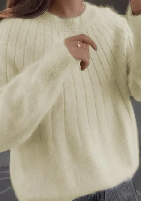 Fluffy cashmere blend knitted sweater