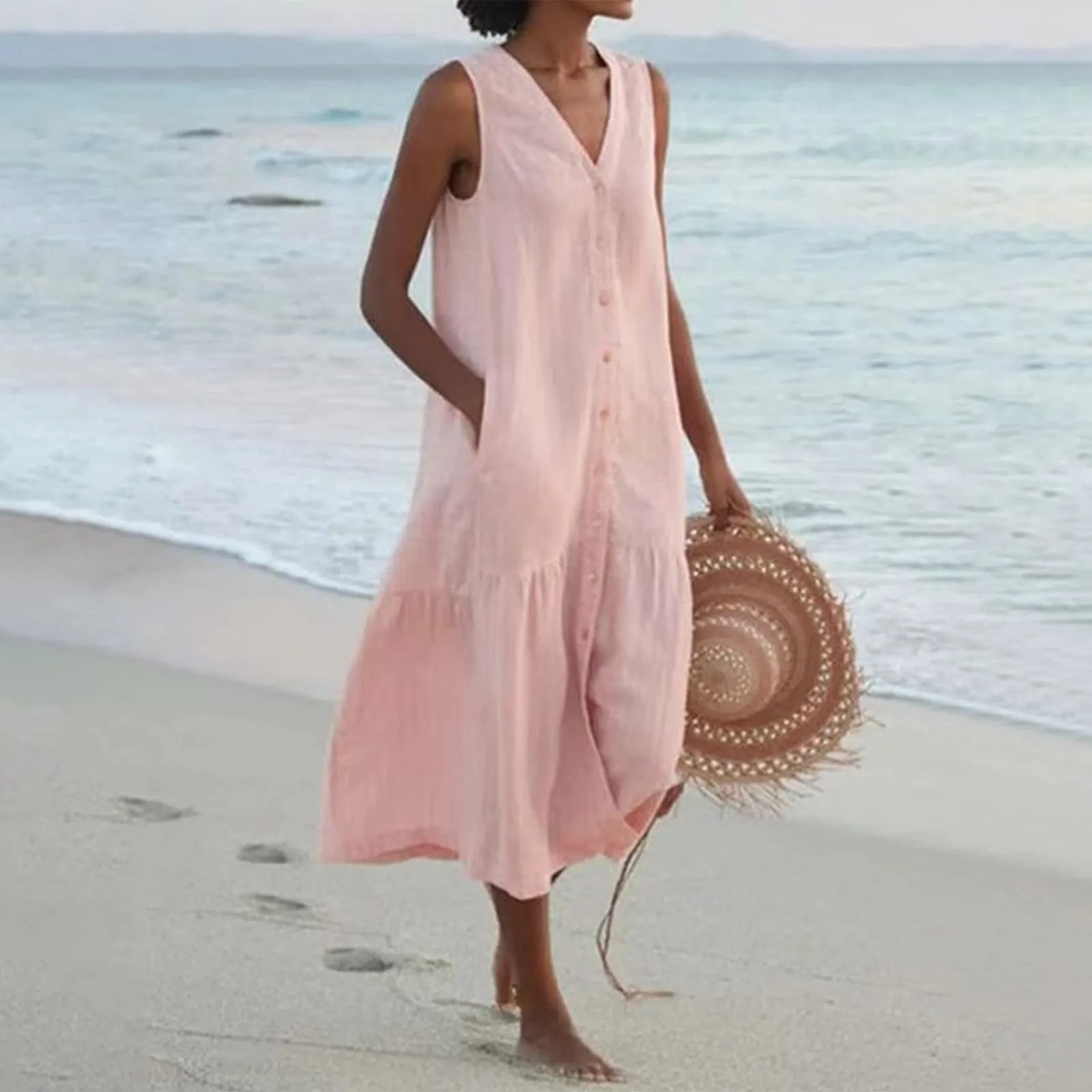 Valenzora | V-neck linen dress