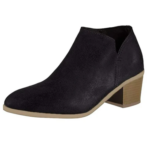 Valenzora | Damen-Stiefeletten aus Kunstleder mit seitlichem Cut-Out, niedrigem Blockabsatz, lässig