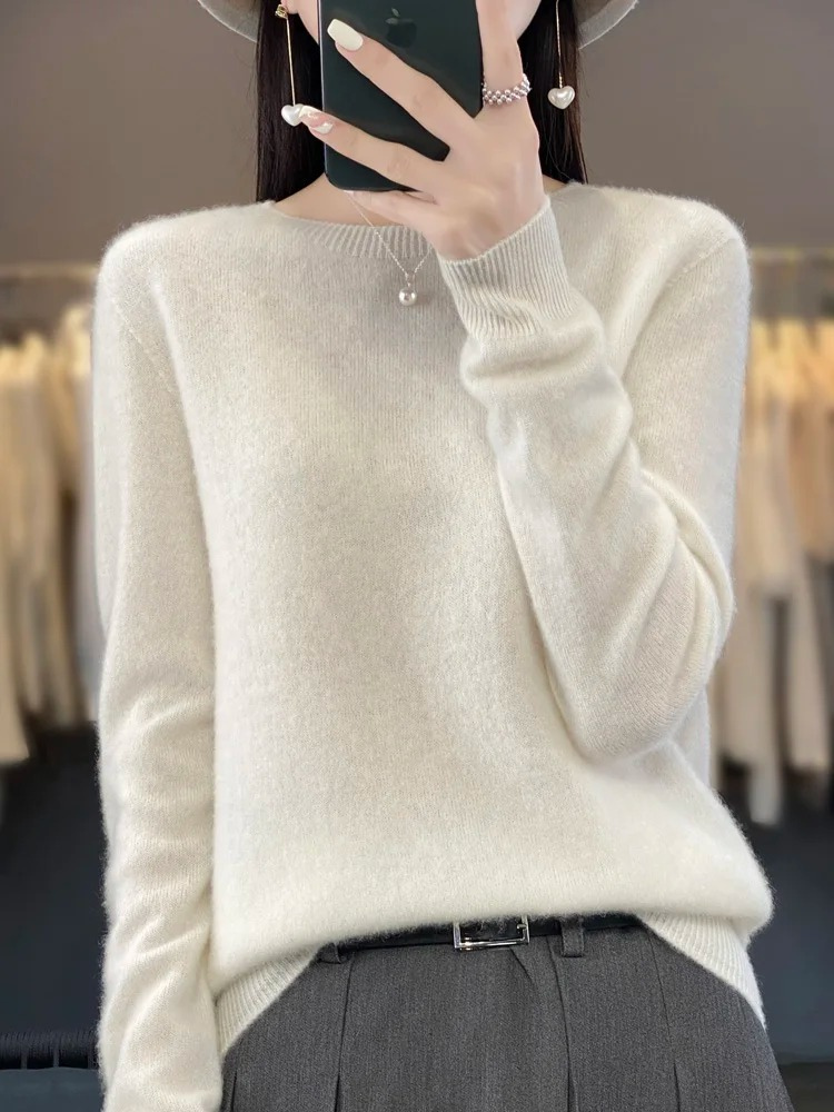 Valenzora | Women's Cashmere Sweater, Round Neck, Soft and Elegant Knit Sweater