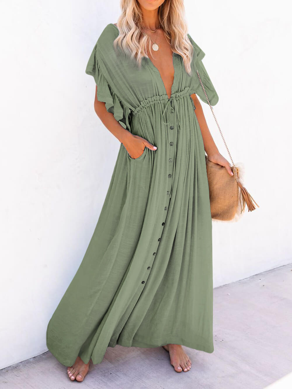 Valenzora | Stylish maxi dress with flutter sleeves for women