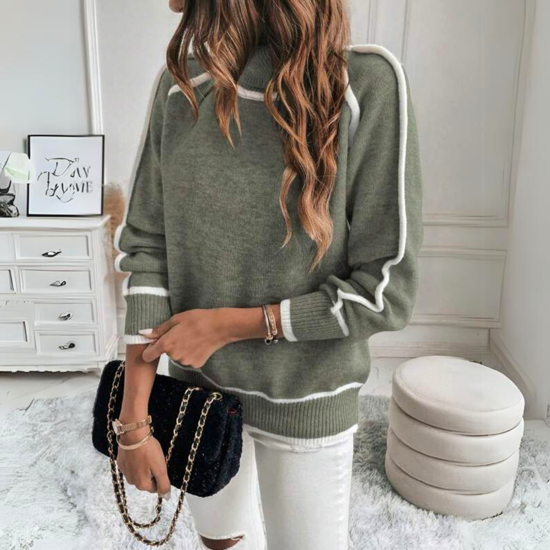 Luxurious olive green knit sweater