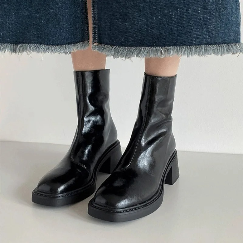 Valenzora | Elegante Stiefeletten aus Leder mit Blockabsatz für Damen