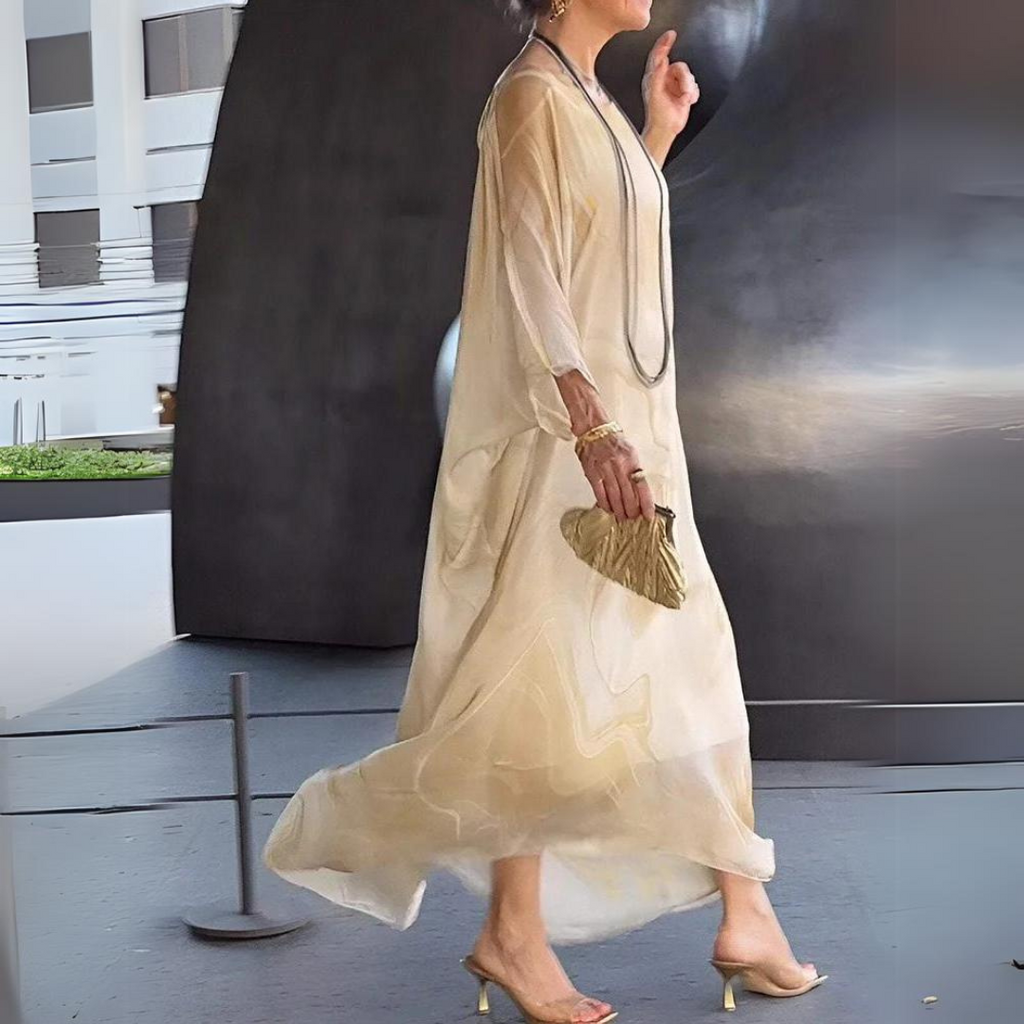 Valenzora | Kaftan Dress Flowing Lightweight Fabric Elegant Loose Fit Wide Sleeves