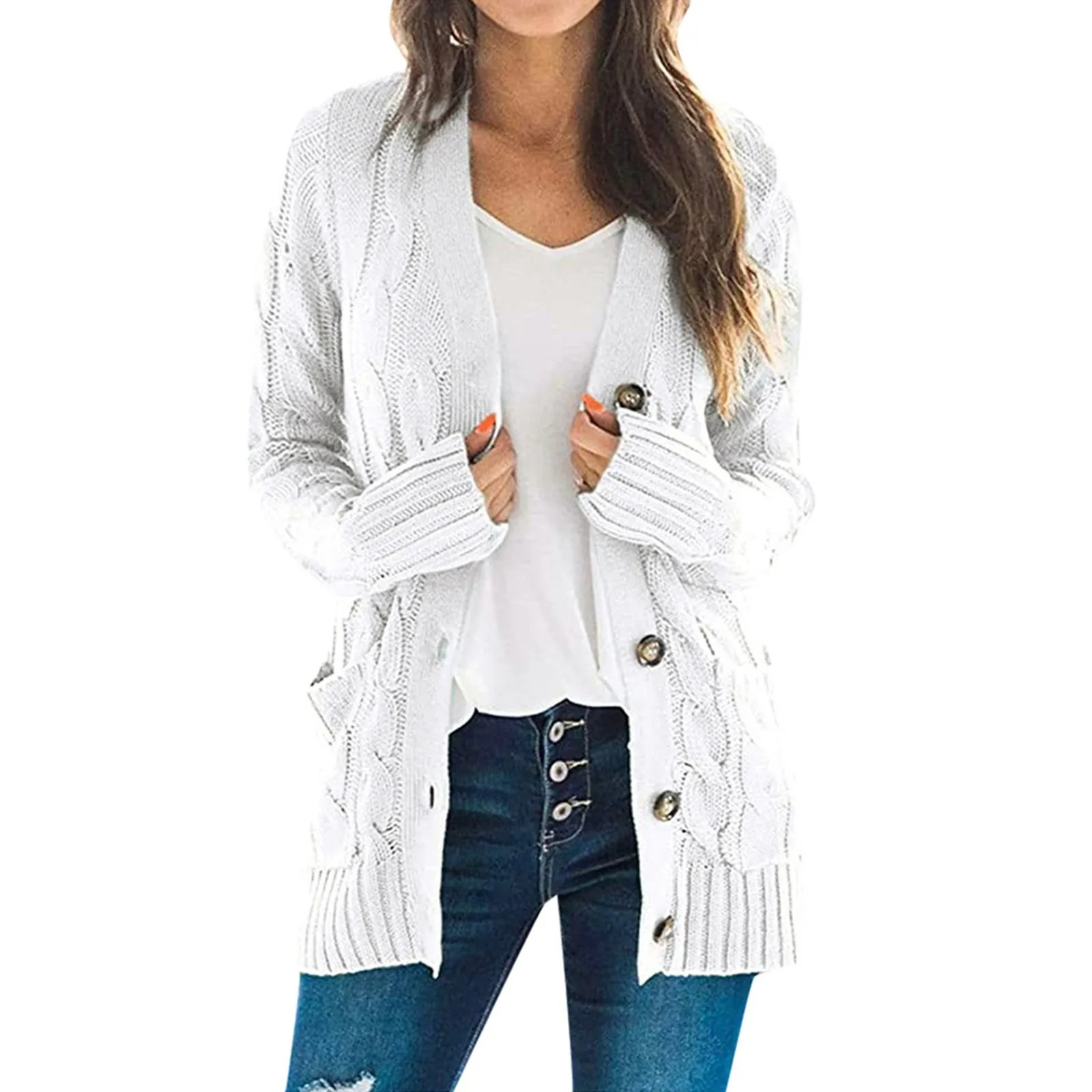 Valenzora | Stylischer langer Cardigan für Damen mit Knopfleiste