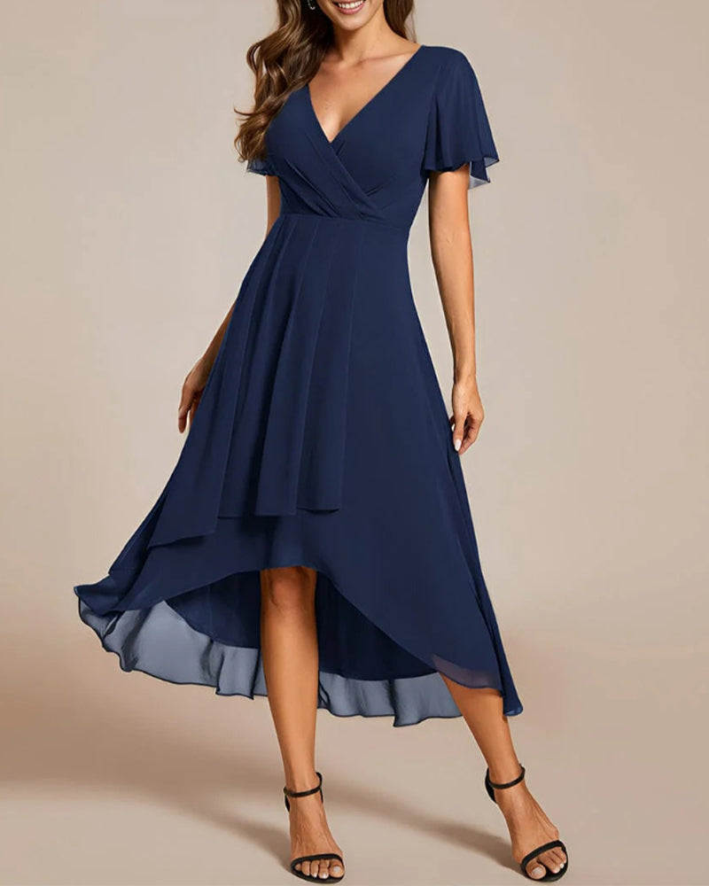 Valenzora | Dress with V-neck and ruffled sleeves