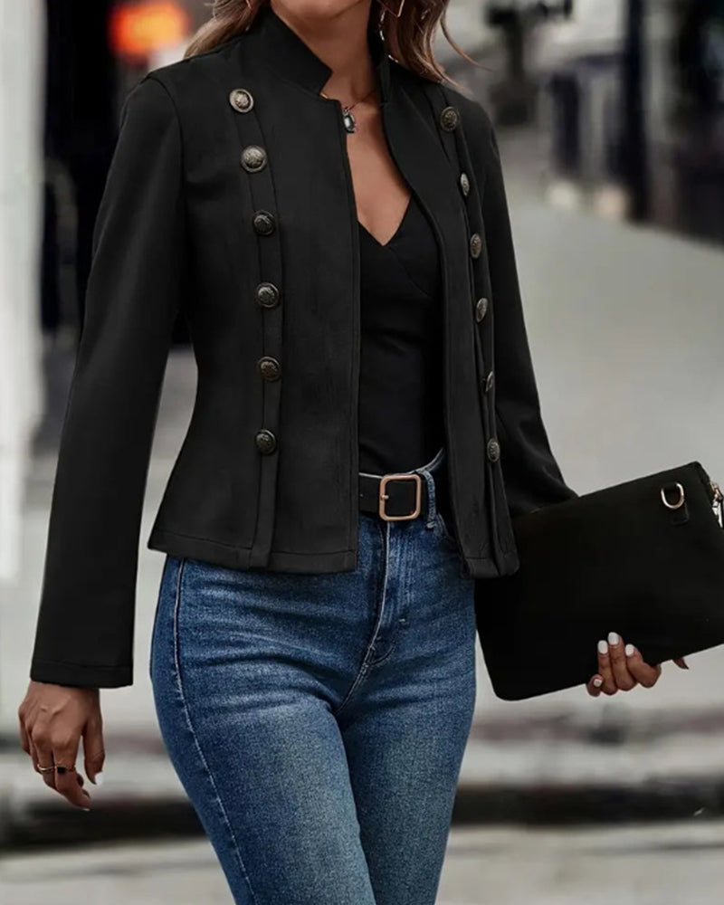 Valenzora | Stylish double-breasted solid color jacket