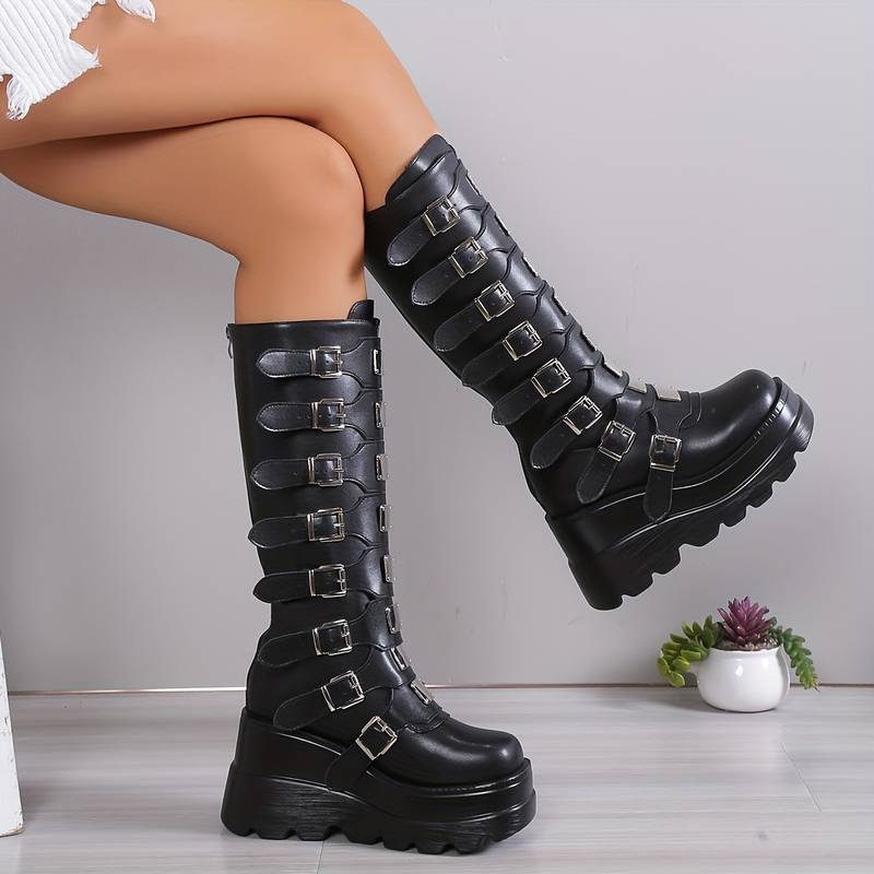 Valenzora | Trendy platform boots with buckles