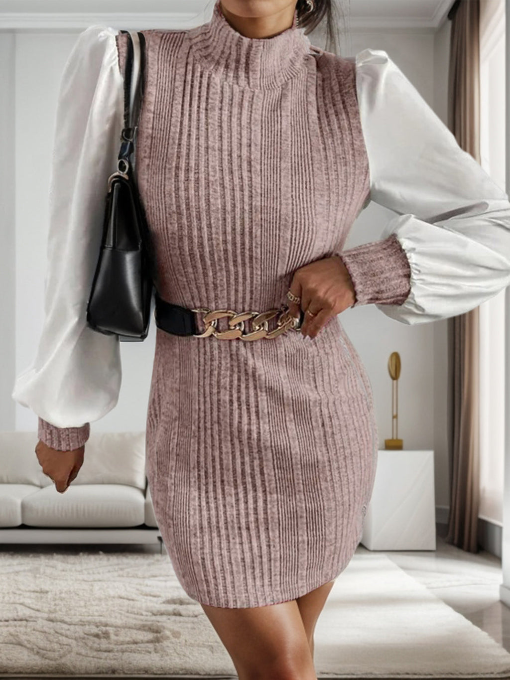 Valenzora | Elegantes geripptes Herbst-Pulloverkleid für Damen