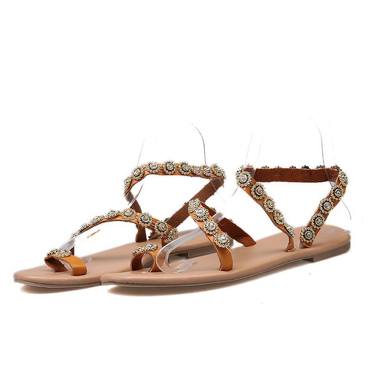 Valenzora | Boho Beach Rhinestone Flip Flops